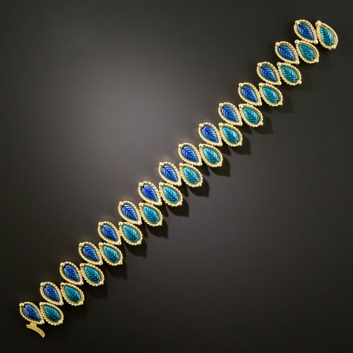 GIEN Van Cleef & Arpels プレート Van Cleef & Arpels 1960s Enamel Leaf Bracelet, French