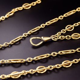 ★VINTAGE HOLLYWOOD★ Vintage Antique Chain Necklace Vintage Long Chain Necklace of 18k Gold - Trademark Antiques
