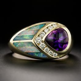 Amethyst, Opal and Diamond Ring by Kabana