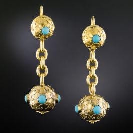 ピアス h17 France vintage glass earrings antique-etruscan-revival-