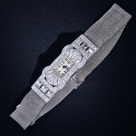 Art Deco Diamond Platinum Mesh Bracelet Watch by Gübelin - Main Image