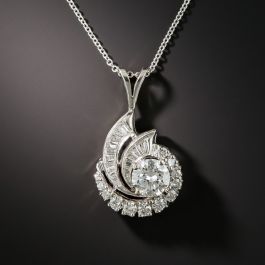 【SSIL】Brilliant Pendant Estate .92 Carat Center Diamond Swirl Pendant - GIA E SI1