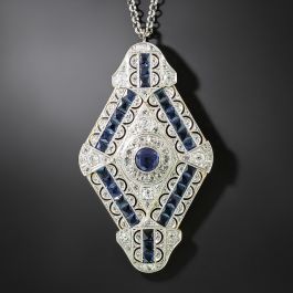 （訳ありセール 格安） large-art-deco-sapphire-and- シルバー
