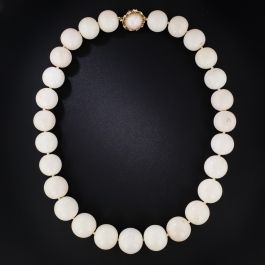 Large White Coral Bead Necklace
