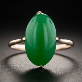 Natural Burmese Oval Jade Cabochon Ring
