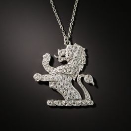 レザトレ　RAMPANT LION PENDANT Rampant Lion Pendant Diamond Accent .22 Carat tw 14K Gold