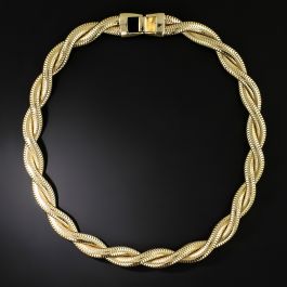 ★VINTAGE HOLLYWOOD★ [14K Gold] Twist Chain Necklace_VH22N4 Gold Twist Chain Necklace