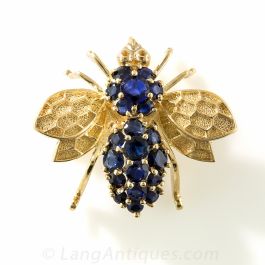 Sapphire Bumble Bee Brooch / Pendant