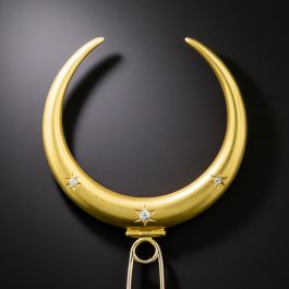 Victorian Crescent Moon Hair Pin By Shreve & Co display picture 2