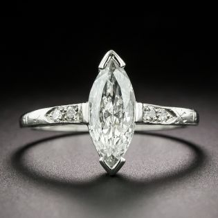 Art Deco .76 Carat Marquise-Cut Diamond Engagement Ring - GIA G SI2 - 2