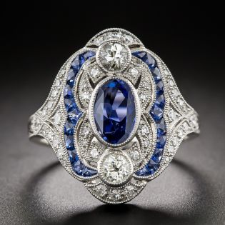 Art Deco-Style 1.02 Carat Sapphire and Diamond Dinner Ring - 1