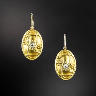 Art Nouveau Diamond Drop Earrings - 2