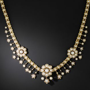 English Victorian Pearl Fringe Necklace - 3