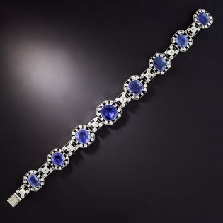 French Belle Epoque No-Heat Ceylon Sapphire and Diamond Bracelet - 2