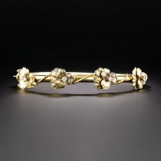 Victorian Diamond Pansy Bangle Bracelet - 2