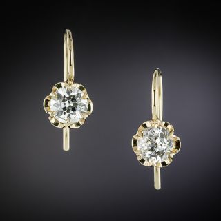 1.35 Carat Buttercup Diamond Drop Earrings - GIA - 2