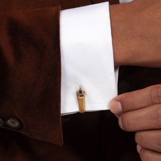 18K Cabochon Sapphire Stirrup Cuff Links