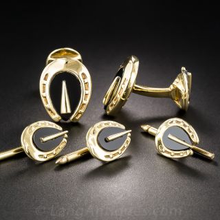 18K Onyx Horseshoe Motif Tuxedo Set - 1