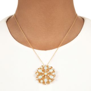 Victorian Revival Opal and Diamond Pendant/Brooch