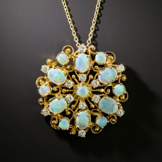 Victorian Revival Opal and Diamond Pendant/Brooch - 2