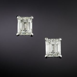  2.02 Carat Total Emerald-Cut Diamond Stud Earrings - 2