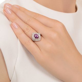 2.93 Carat Star Ruby and Diamond Halo Ring