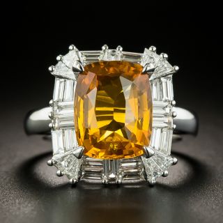 5.33 Carat Orange Sapphire and Diamond Ring - 2