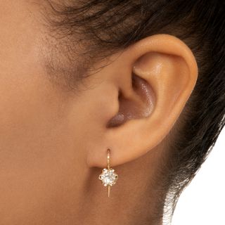 Antique 1.20 Carat Diamond Drop Earrings - GIA