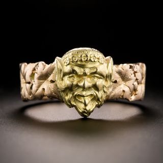 Antique 18K Bacchus Ring, Size 12 1/2 - 8