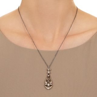 Antique Diamond Drop Necklace, Russian