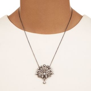 Antique Diamond Peacock Fan Necklace, France