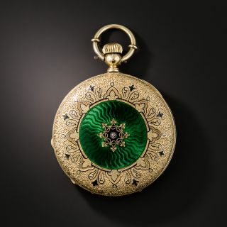 Antique Enameled Portrait Pocket Watch