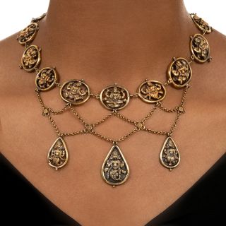 Antique French 17K Gold 'Shiva' Necklace