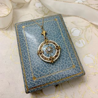 Antique Guilloche Enamel, Diamond and Pearl Locket by Allsopp-Bliss