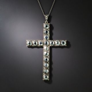 Antique Hematite and Rose-Cut Diamond Cross, Portuguese - 2