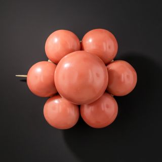 Antique Large Coral Cluster Brooch - 6