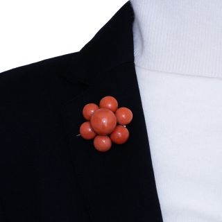 Antique Large Coral Cluster Brooch