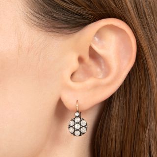 Antique-Style Diamond Flower Earrings