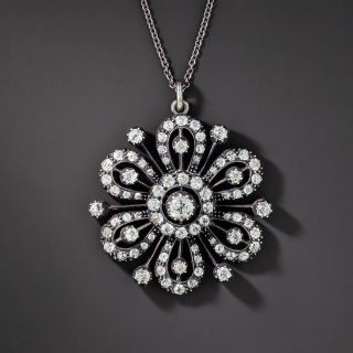 Antique Victorian Diamond Flower Brooch/Pendant - 5