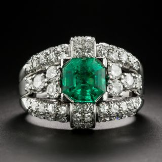 Art Deco 1.77 Carat Emerald and Diamond Ring - GIA No Clarity Enhancements - 2