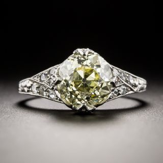 Art Deco 1.87 Carat Fancy Yellow Diamond Engagement Ring - GIA - 1
