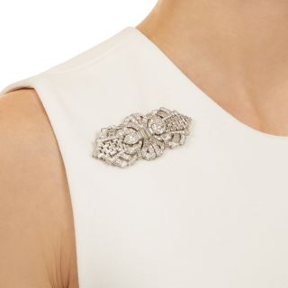 Art Deco 12.00 Carats Diamond Double Clips/Brooch - GIA