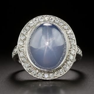 Art Deco 14.00 Carat Star Sapphire and Diamond Ring - 3