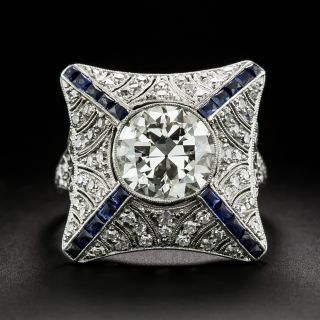 Art Deco 2.55 Carat Diamond and Sapphire* Ring by Granat Brothers - GIA  J VS1 - 2