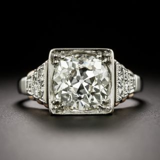 Art Deco 2.58 Carat Old Mine-Cut Diamond Ring - GIA M SI2 - 2