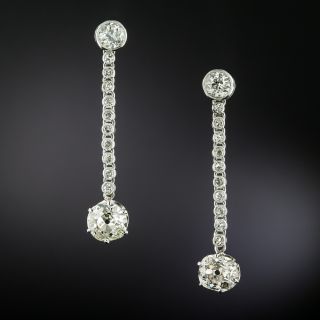 Art Deco 3.25 Carat Total Weight Diamond Dangle Earrings - GIA - 2