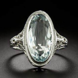 Art Deco 3.95 Carat Aquamarine 18K Ring - 2