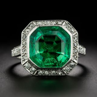 Art Deco 4.30 Carat Emerald and Diamond Ring - GIA F1 - 2