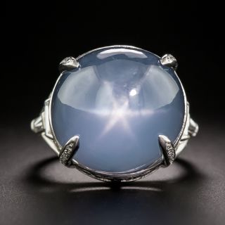 Art Deco 45.00 Carat High Domed Star Sapphire and Diamond Ring - 2
