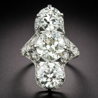Art Deco 6.39 Carats Three-Stone Diamond Ring - GIA - 3